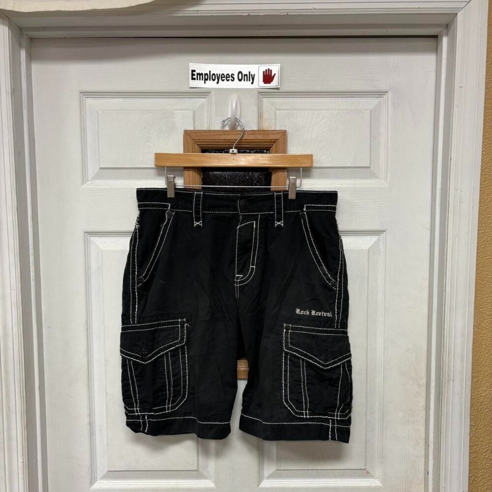 Rock Revival Black Slim Cargo Shorts